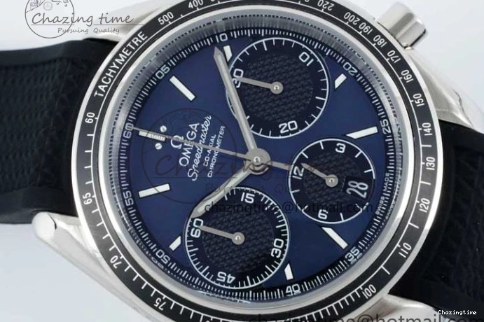 1227 SportInspired Speedmaster Racing Master SS HKF Best Edition Blue Black Dial on Black Rubber Strap A 7817